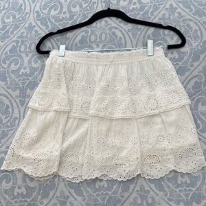 LoveShackFancy Cream Lace Mini Skirt